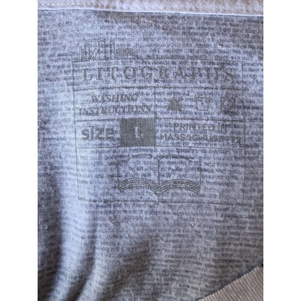 Litographs Cinder T-Shirt Womens L Grey V-Neck Short Sleeve Casual Tee Top - Picture 3 of 6